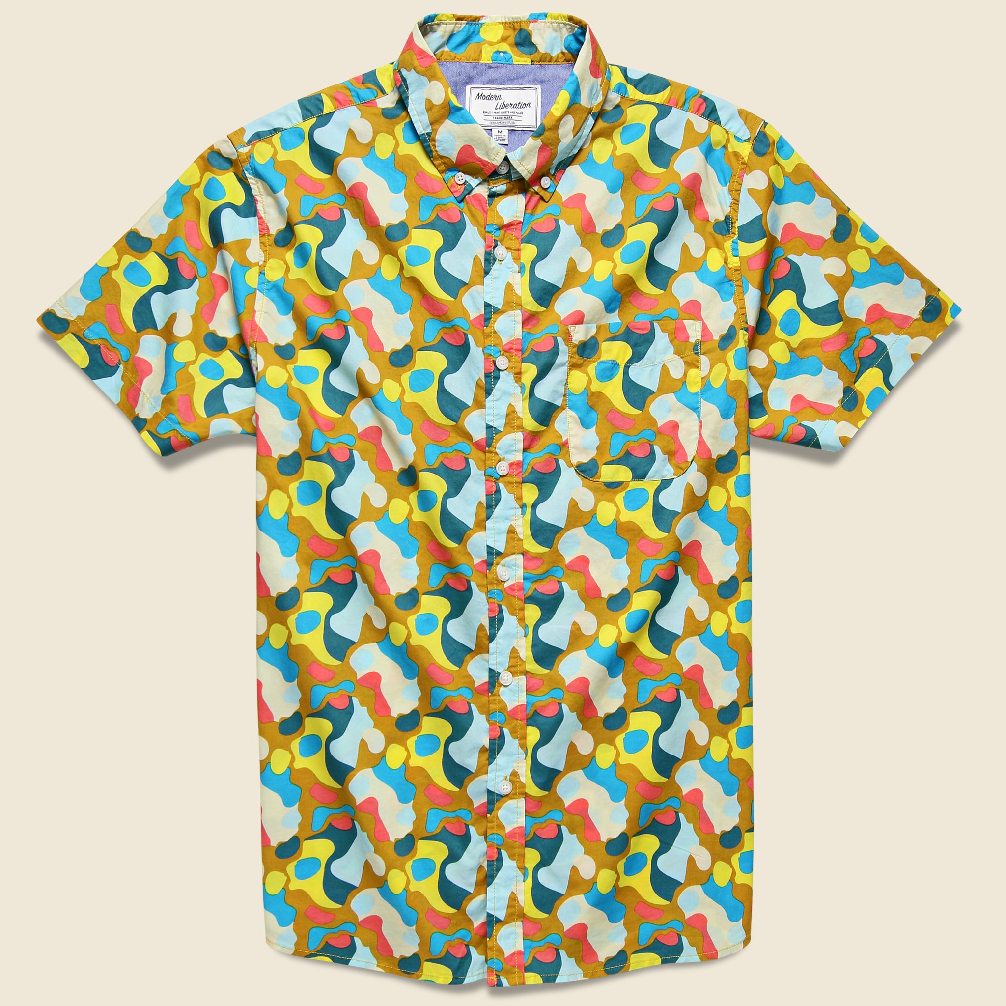 Color Camouflage Shirt - Caramel - Modern Liberation - STAG Provisions - Tops - S/S Woven - Other Pattern