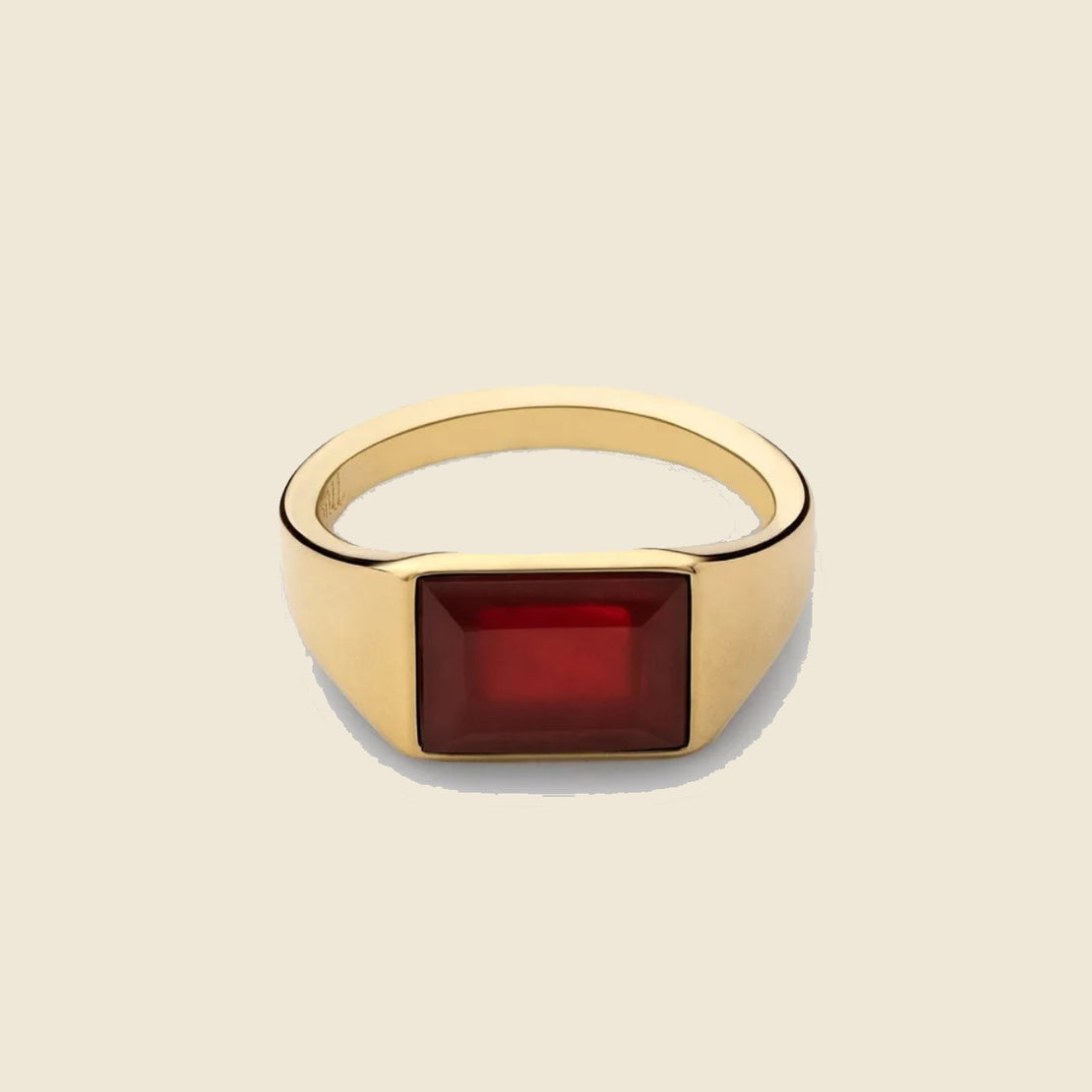 Miansai Slim Lennox Ring - Gold Vermeil/Polished Red Agate