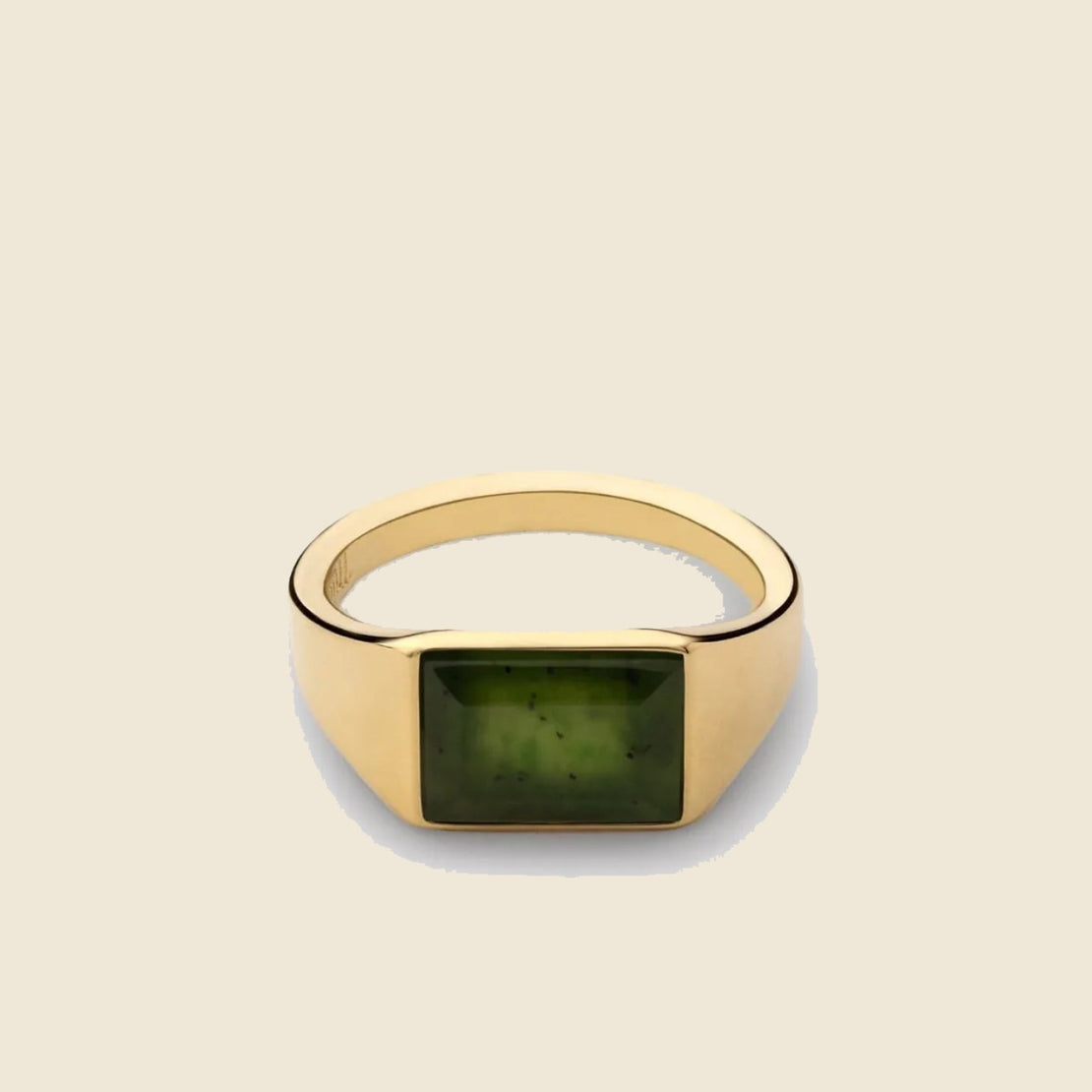 Miansai Slim Lennox Ring - Gold Vermeil/Polished Green Jasper