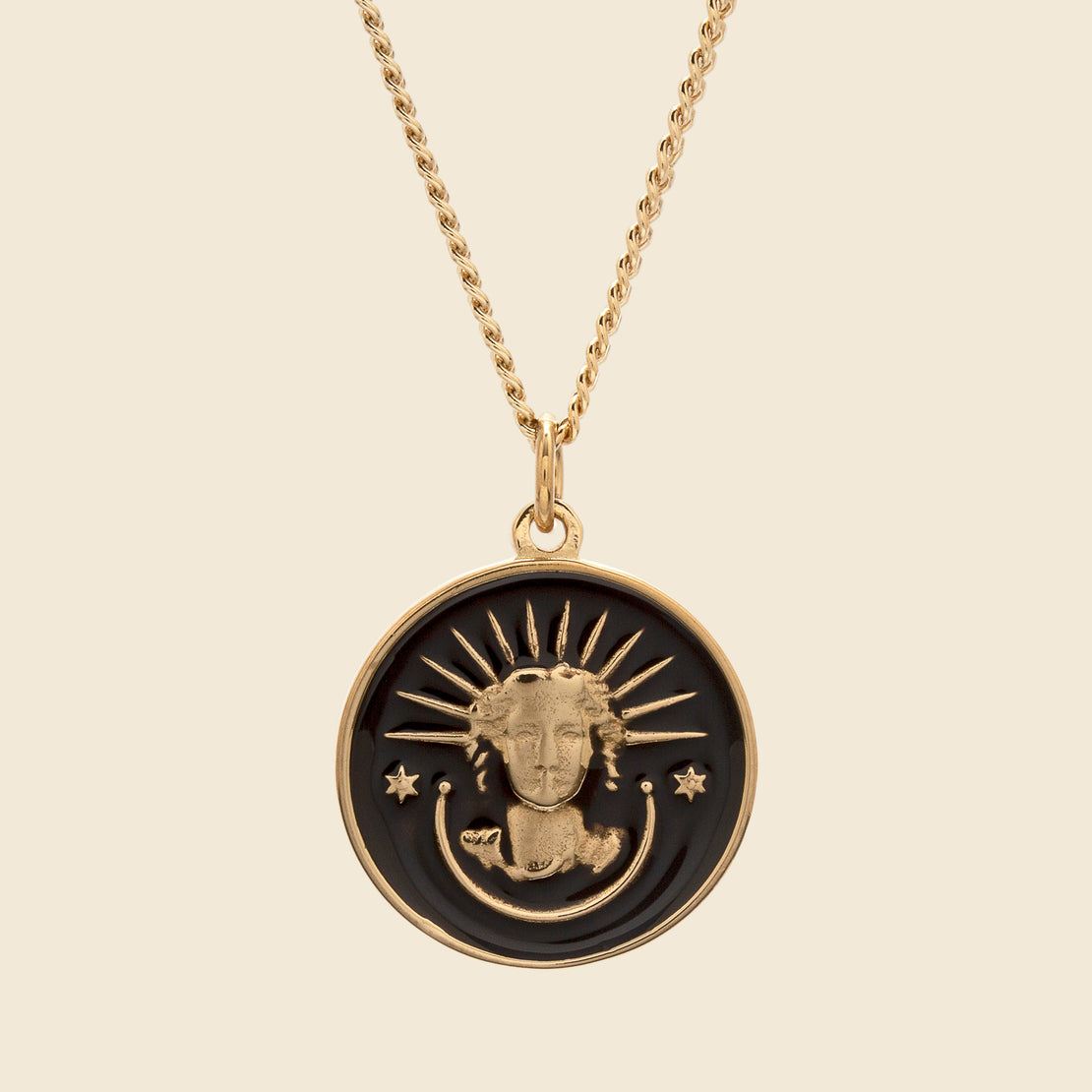 Miansai Lady Liberty Pendant Necklace - Black Enamel/Gold Vermeil