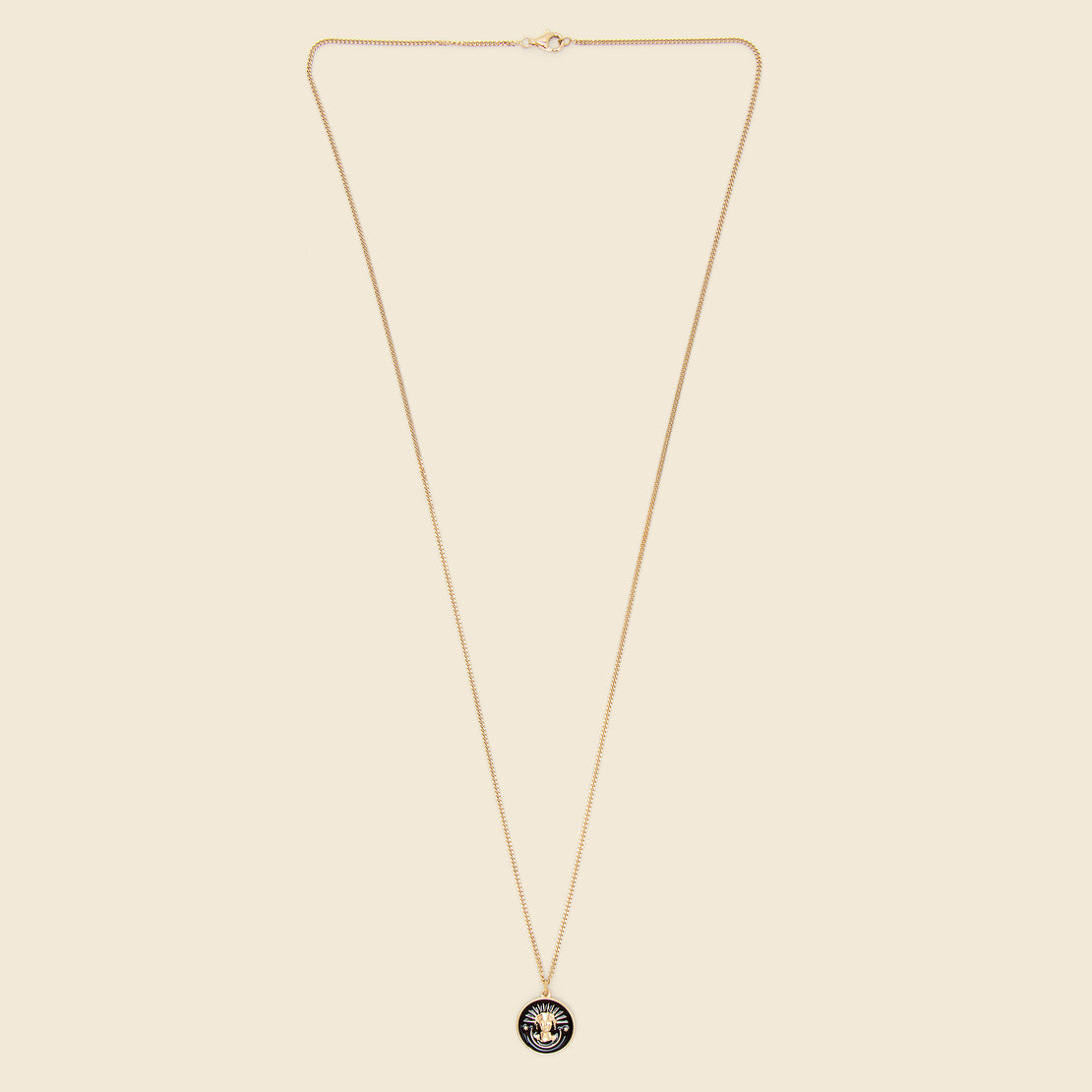 Lady Liberty Pendant Necklace - Black Enamel/Gold Vermeil