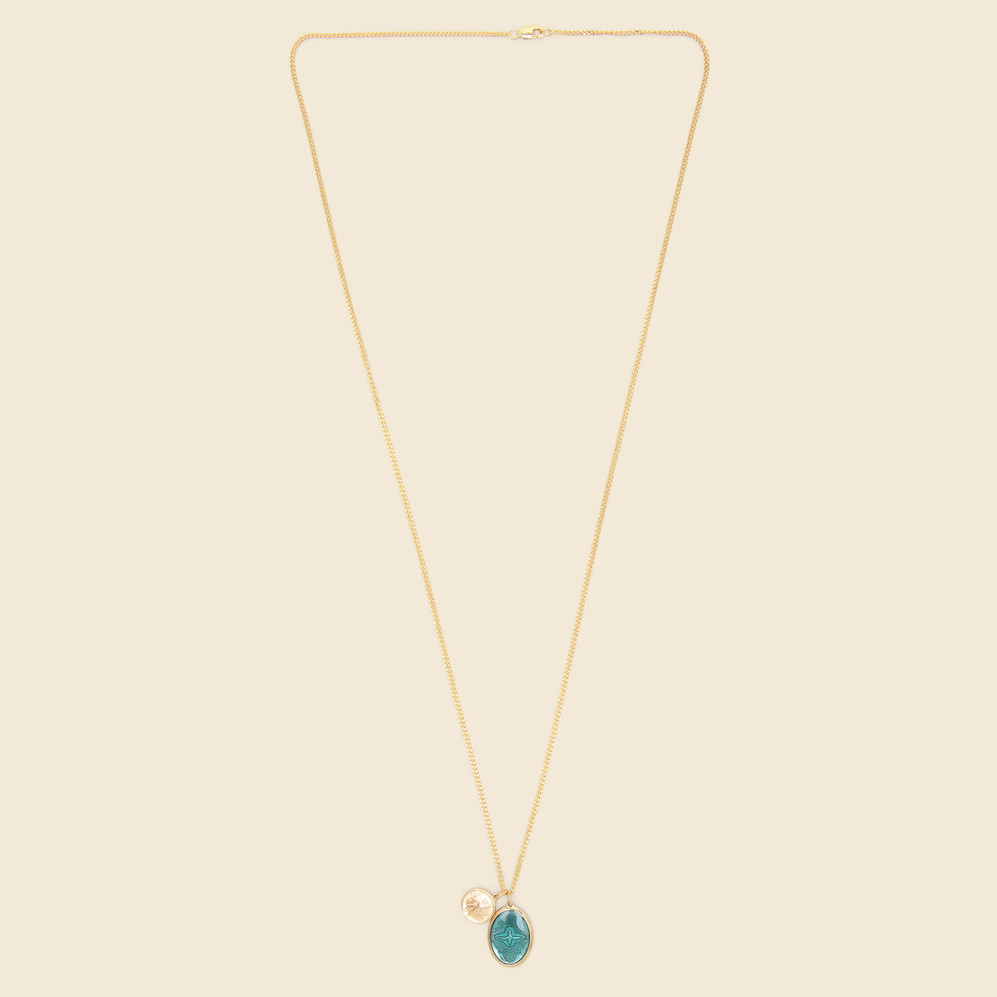Mini Dove Pendant Necklace - Teal Enamel/Gold Vermeil