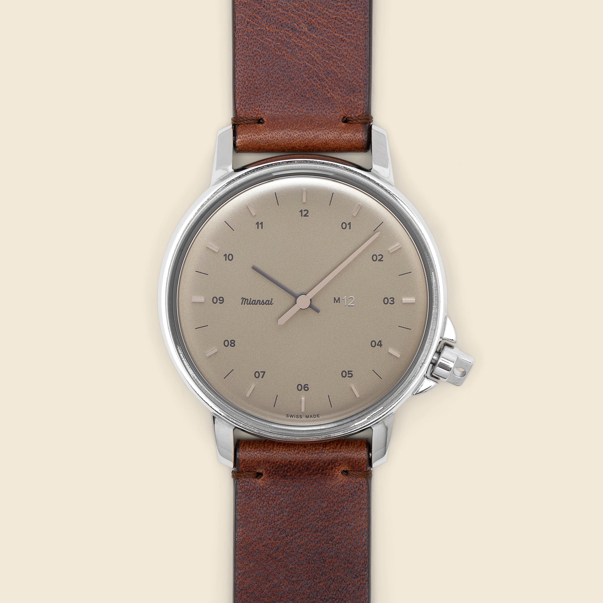 M12 Swiss Watch 39mm - Silver/Platinum/Vintage Chocolate Leather - Miansai - STAG Provisions - Accessories - Watches