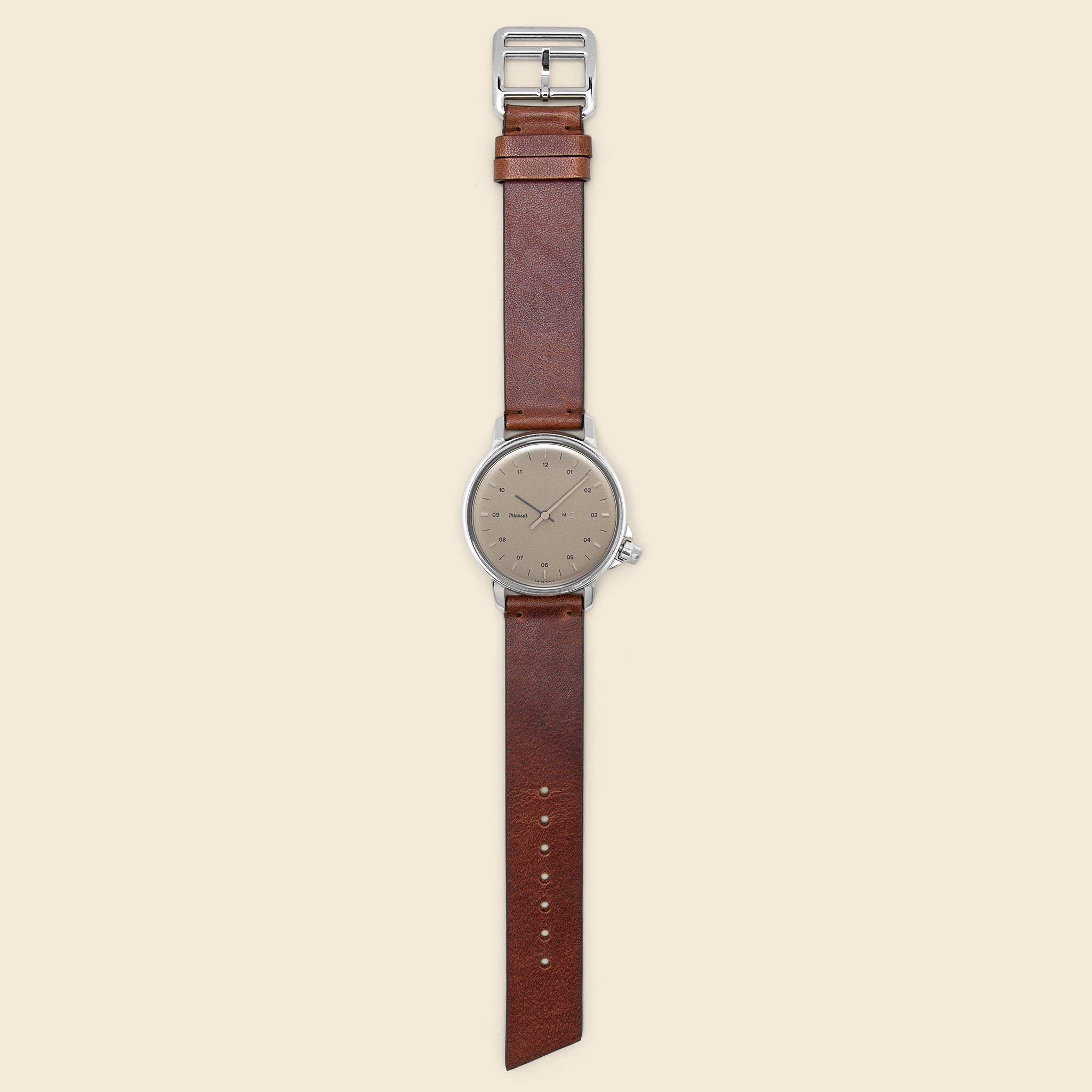 
                          M12 Swiss Watch 39mm - Silver/Platinum/Vintage Chocolate Leather - Miansai - STAG Provisions - Accessories - Watches
                        