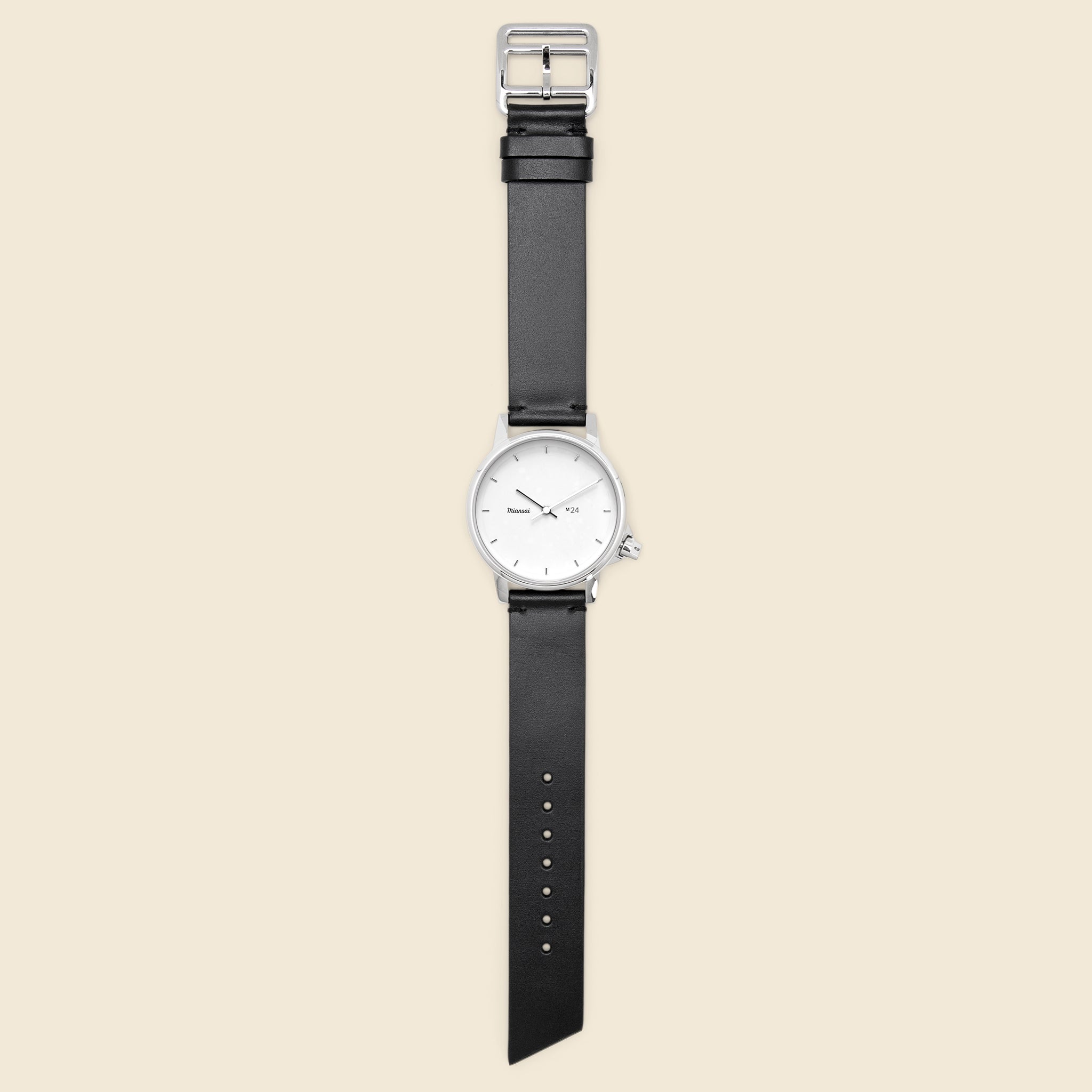 M24 Japanese Watch 39mm - Silver/White/Black Leather - Miansai - STAG Provisions - Accessories - Watches