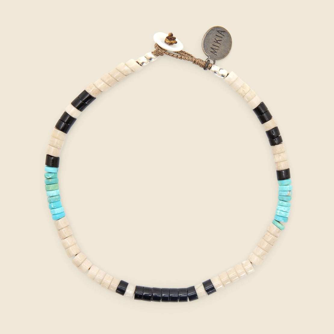 Mikia Heishi Beads Bracelet - Fossil Jasper/Turquoise