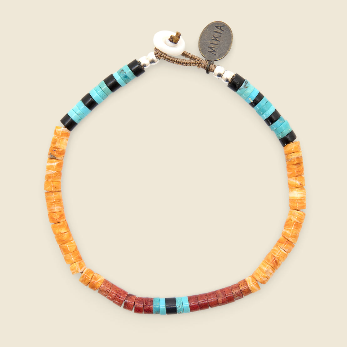 Mikia Heishi Beads Bracelet - Spiny Oyster/Coral/Turquoise