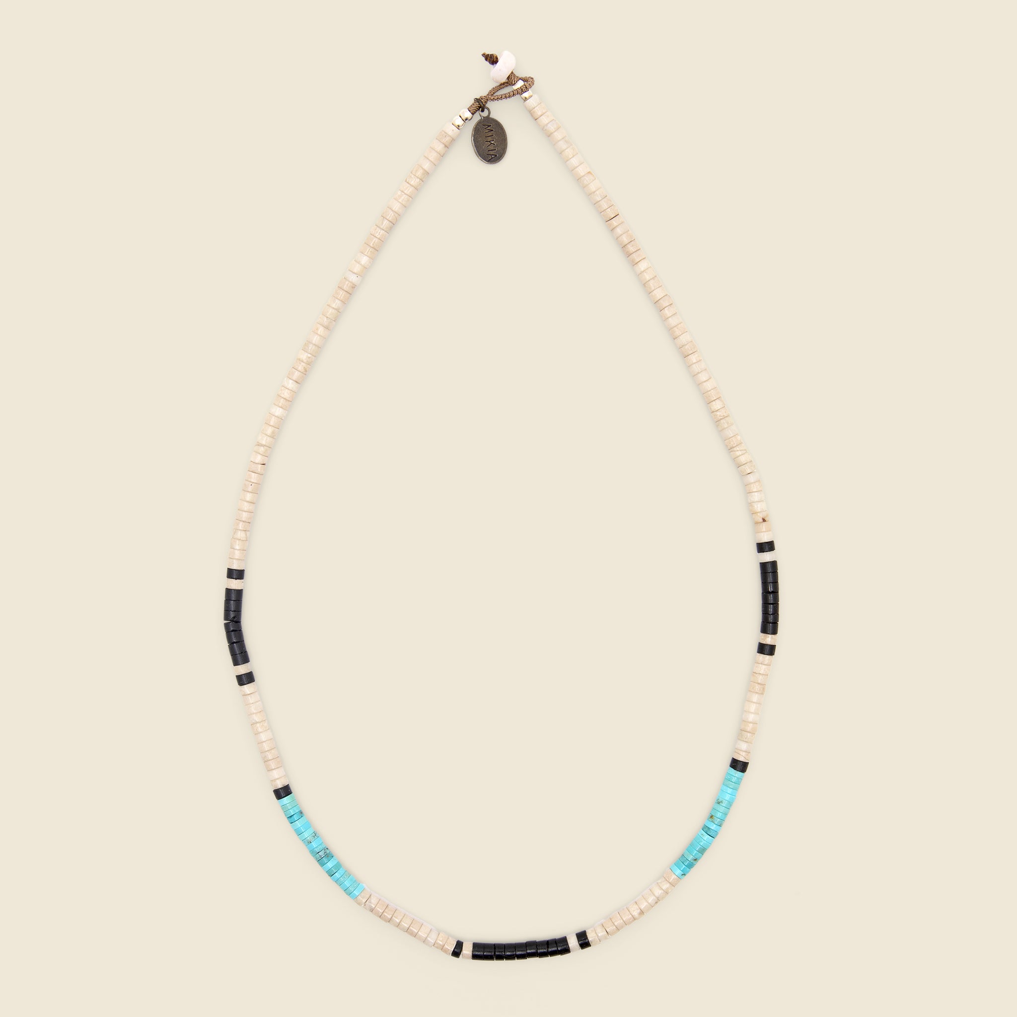 Heishi Beads Necklace - Fossil Jasper/Turquoise