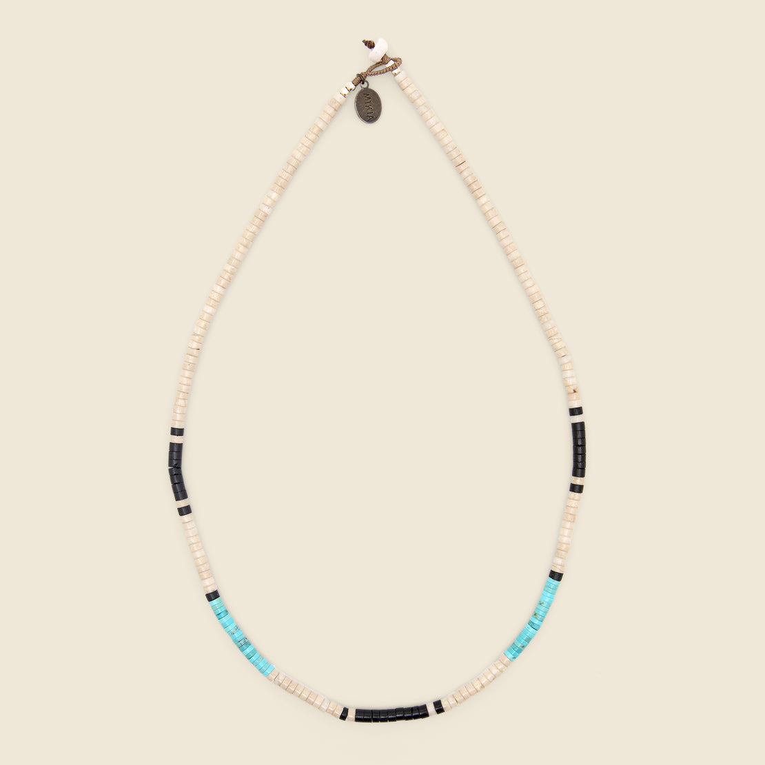 Mikia Heishi Beads Necklace - Fossil Jasper/Turquoise