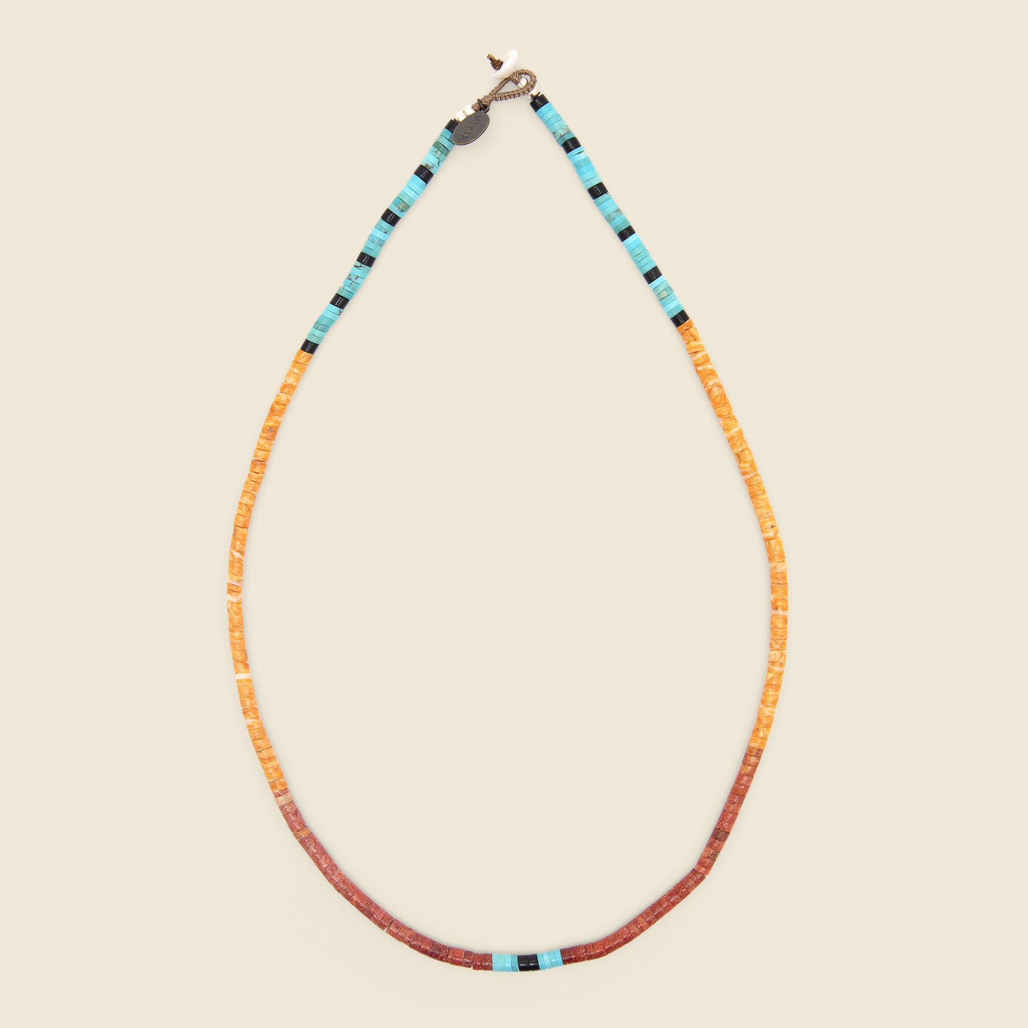 Heishi Beads Necklace - Spiny Oyster/Coral/Turquoise