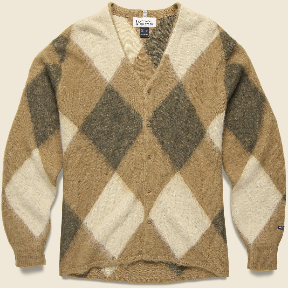 Aberdeen Kurtigan Sweater - Beige Argyle