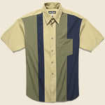 Paneled Shirt - Khaki/Olive/Navy - Monitaly - STAG Provisions - Tops - S/S Woven - Stripe