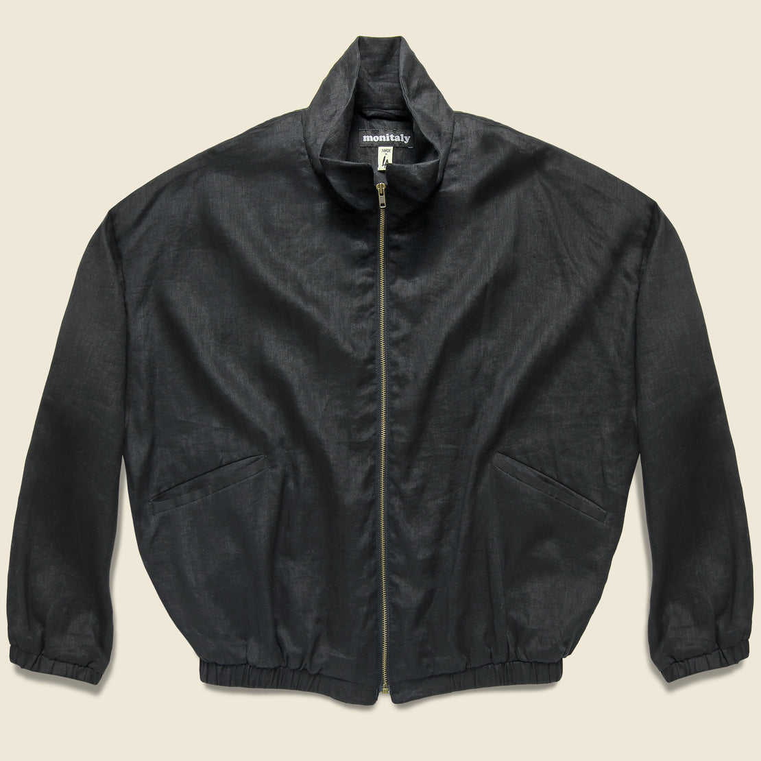 Monitaly Old Dog Linen Blouson Jacket - Black