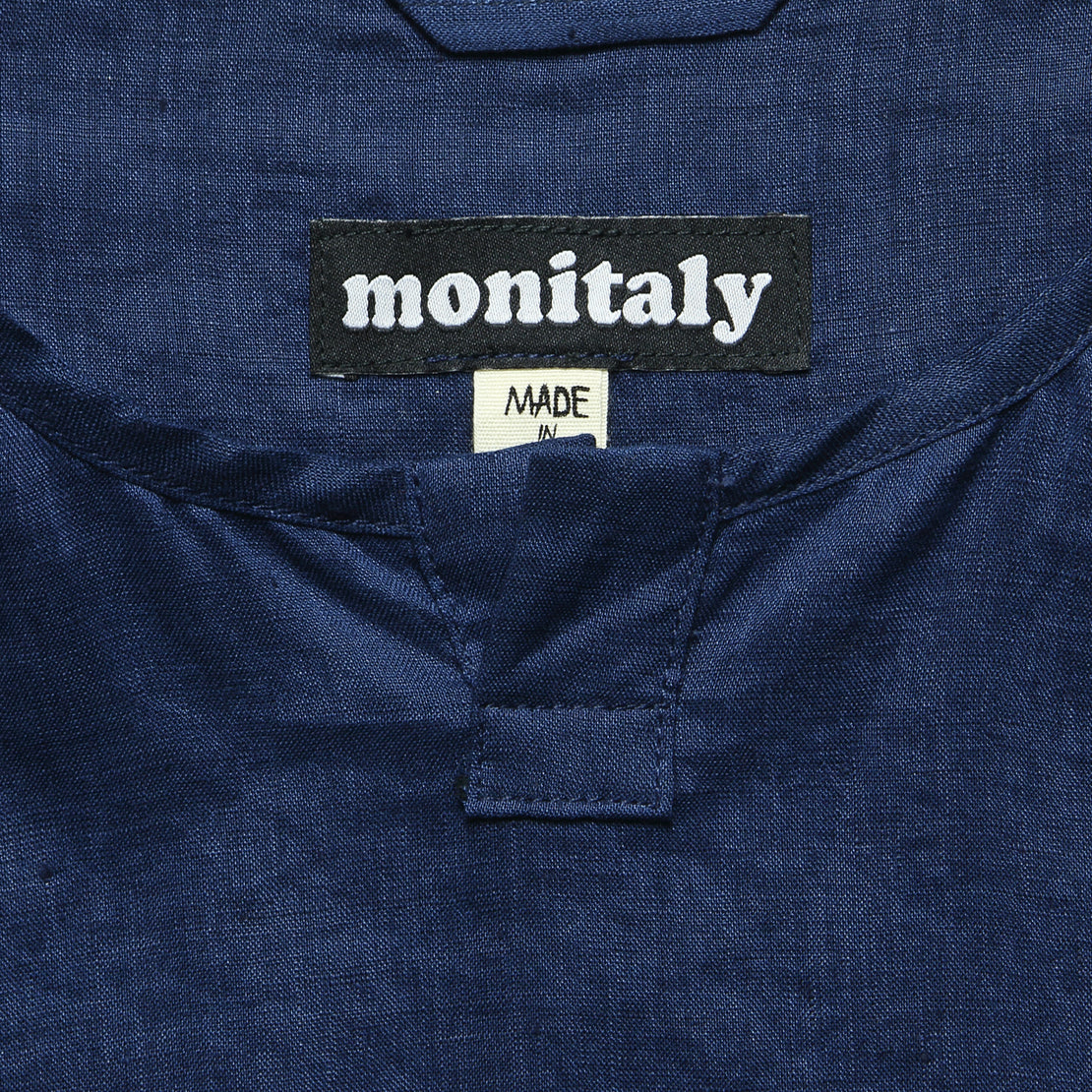 Linen Henley Pullover - Navy - Monitaly - STAG Provisions - W - Tops - L/S Woven - Overshirt