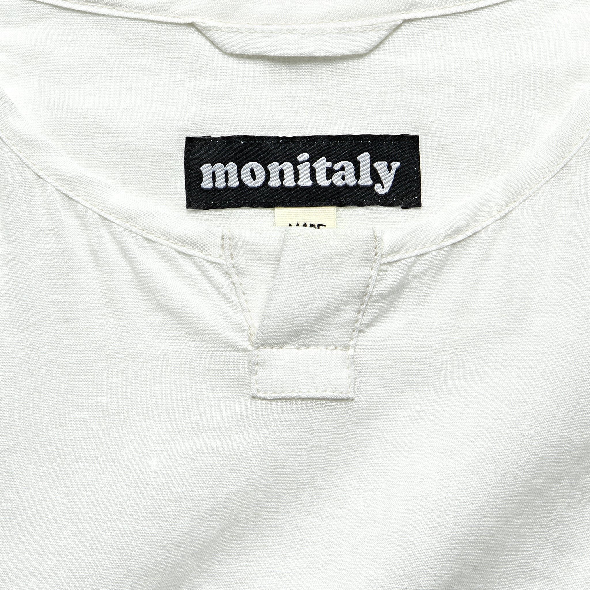 
                          Short Sleeve Linen Henley Pullover - White - Monitaly - STAG Provisions - W - Tops - S/S Woven
                        