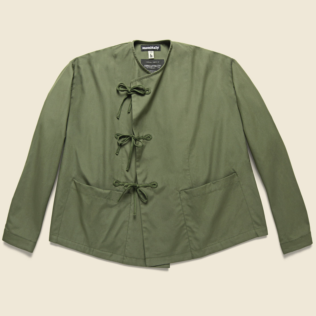 Monitaly Vancloth Cropped Field Tie Front Jacket - Olive