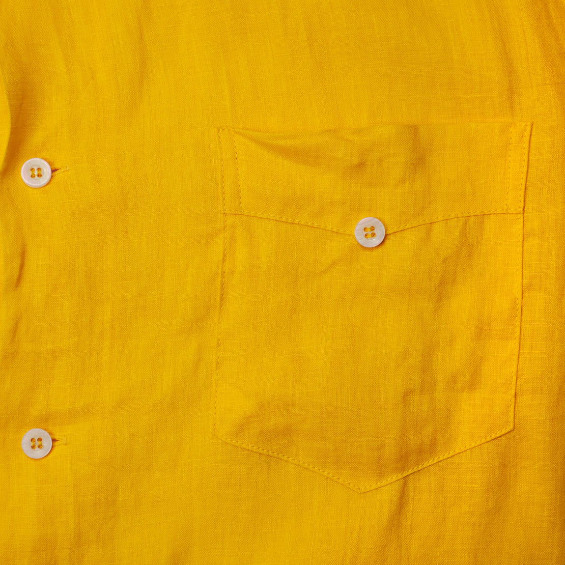 Linen Guayabera Shirt - Yellow