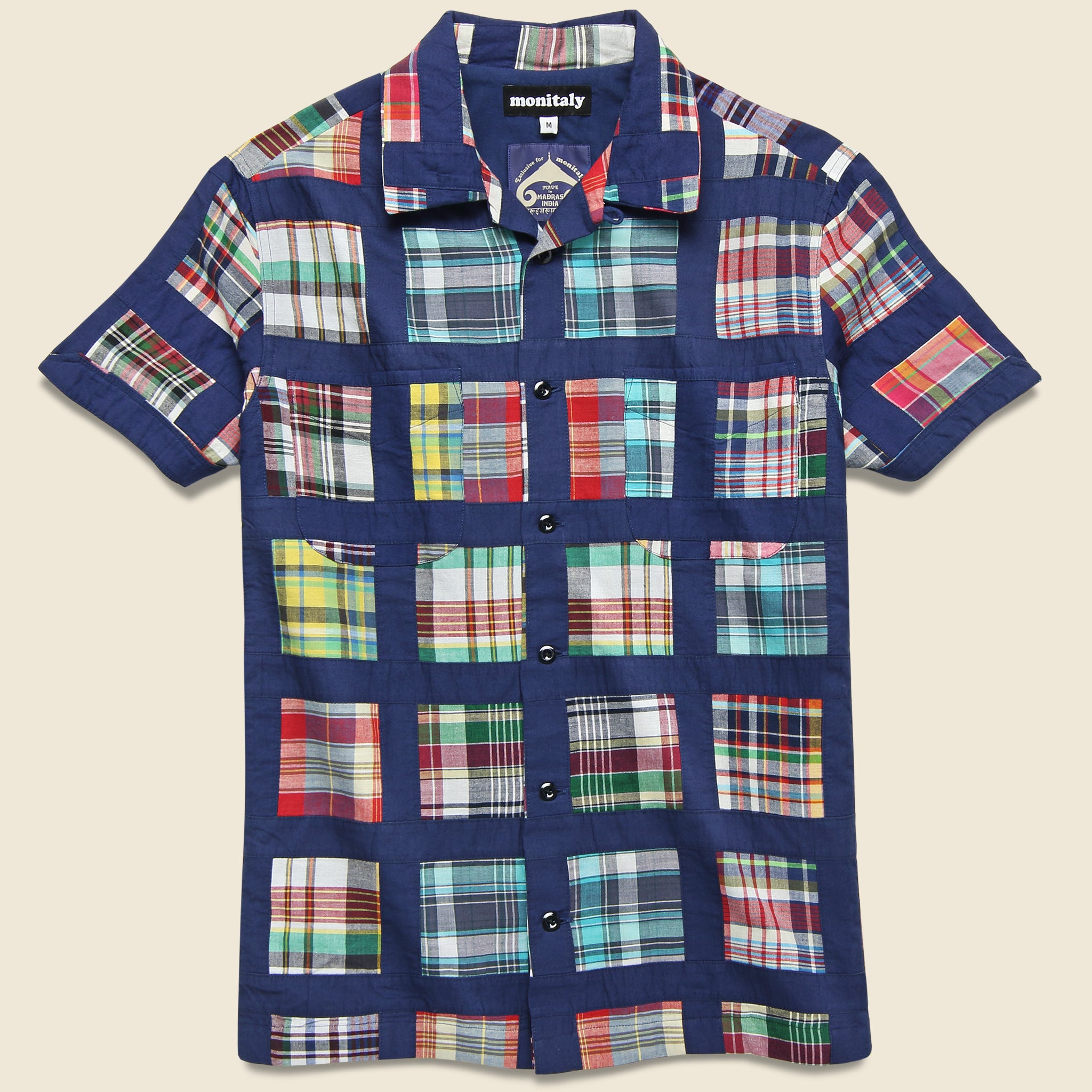 Patchwork Vacation Shirt - Navy Madras - Monitaly - STAG Provisions - Tops - S/S Woven - Other Pattern