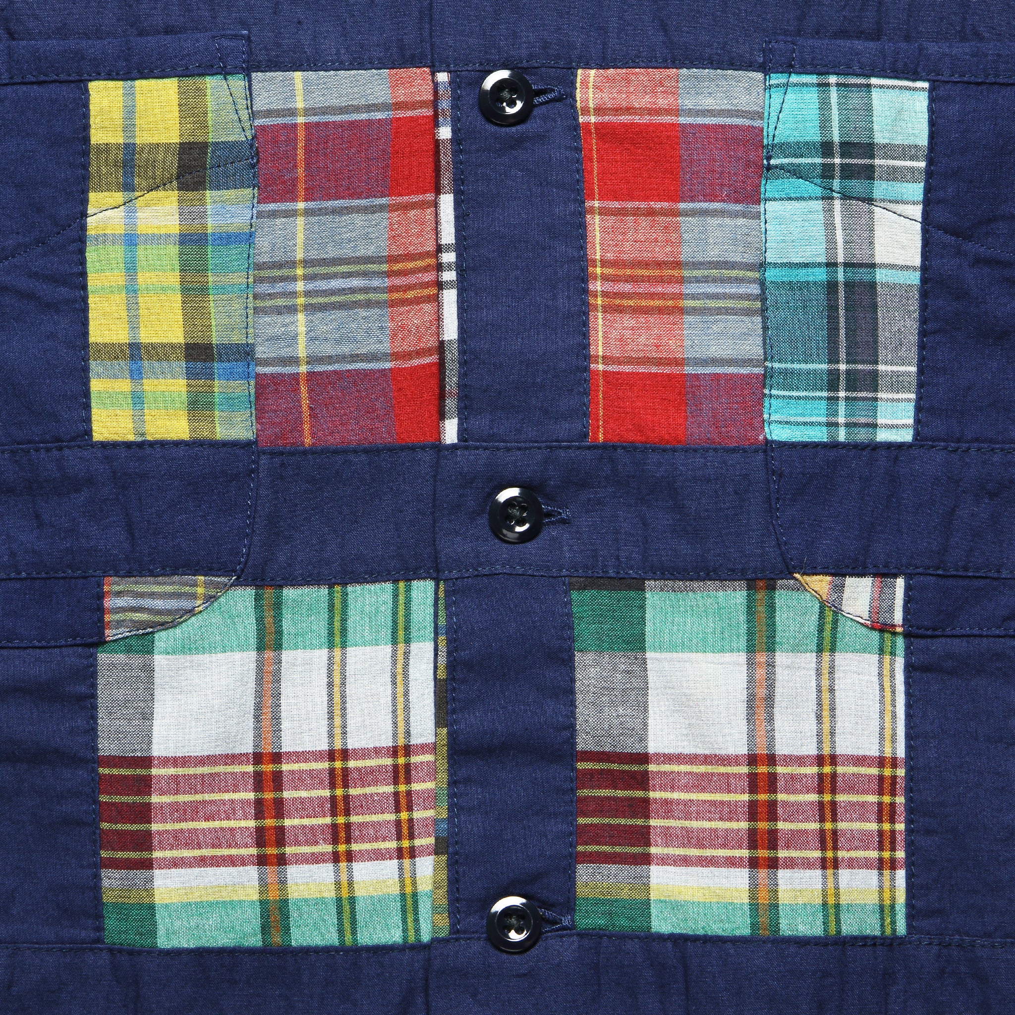 Patchwork Vacation Shirt - Navy Madras - Monitaly - STAG Provisions - Tops - S/S Woven - Other Pattern