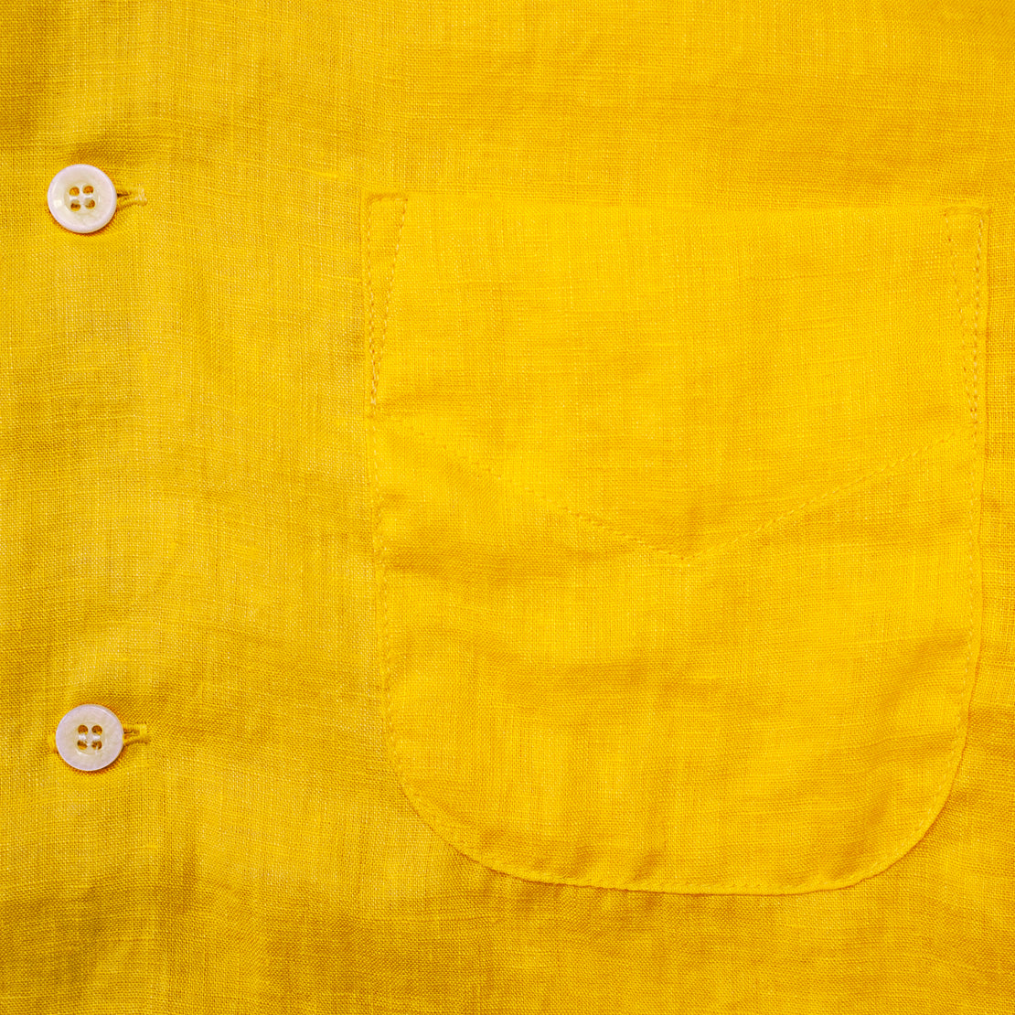 Linen Cropped Vacation Shirt - Yellow