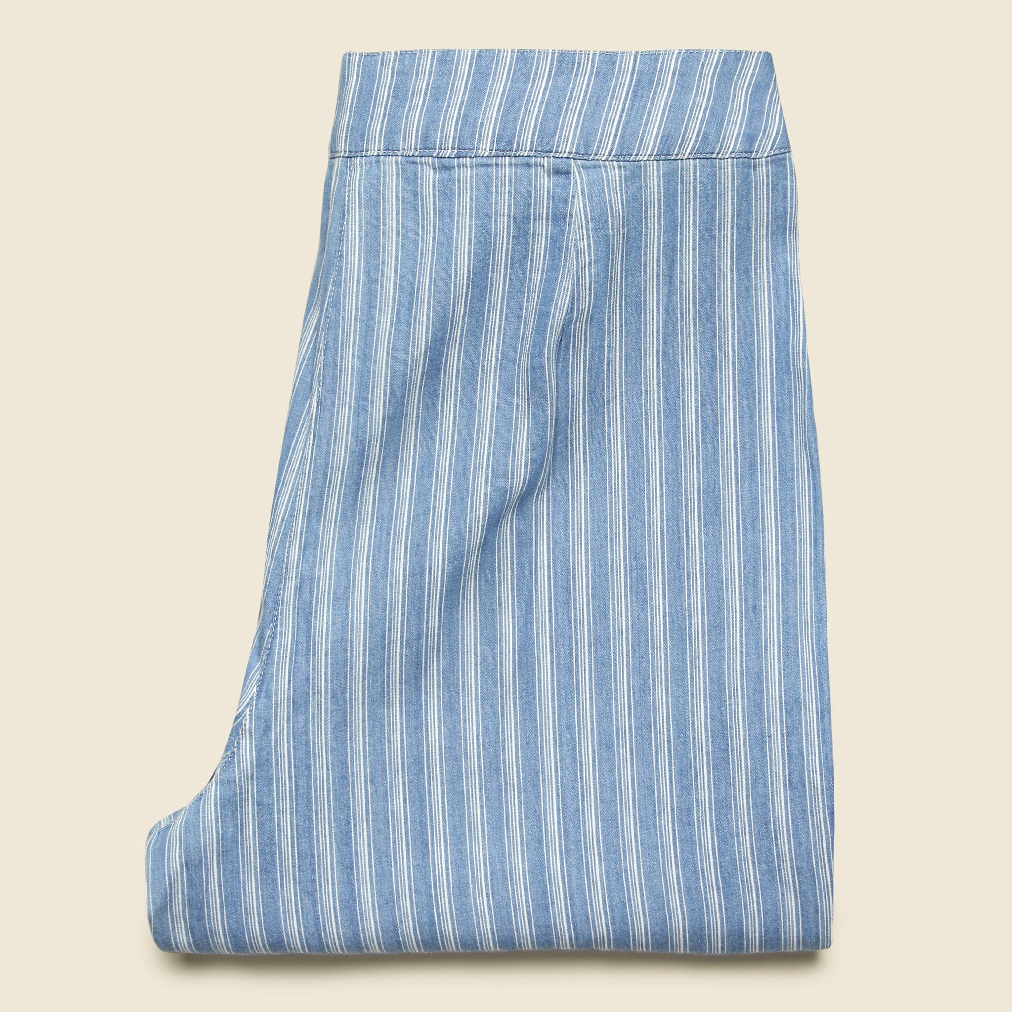 
                          Striped Denim Culotte Pant - Blue - Nice Things - STAG Provisions - W - Pants - Twill
                        