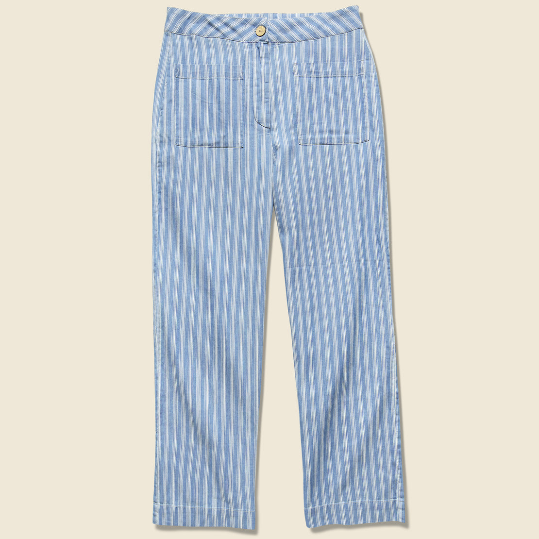 Nice Things Striped Denim Culotte Pant - Blue