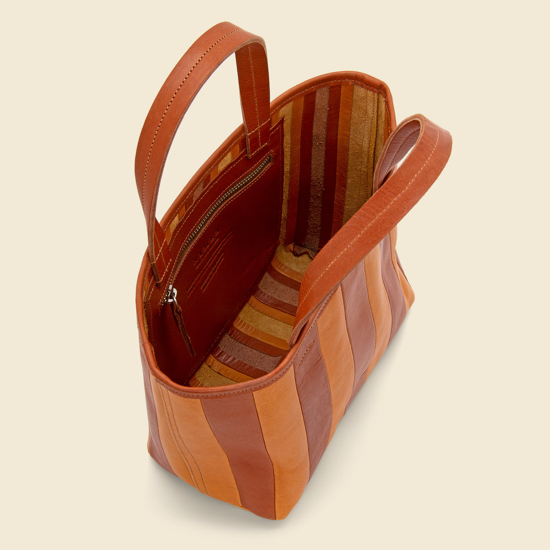 Gorriti Striped Leather Hand Bag - Caramel/Tobacco - Nimes - STAG Provisions - W - Accessories - Bag