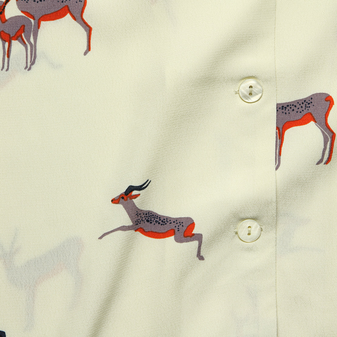 Gazelle Print Lapel Neck Shirt - Natural - Nice Things - STAG Provisions - W - Tops - L/S Woven