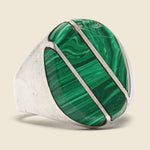 Diagonal Malachite Ring - Sterling Silver - Vintage - STAG Provisions - One & Done - Accessories & Jewelry