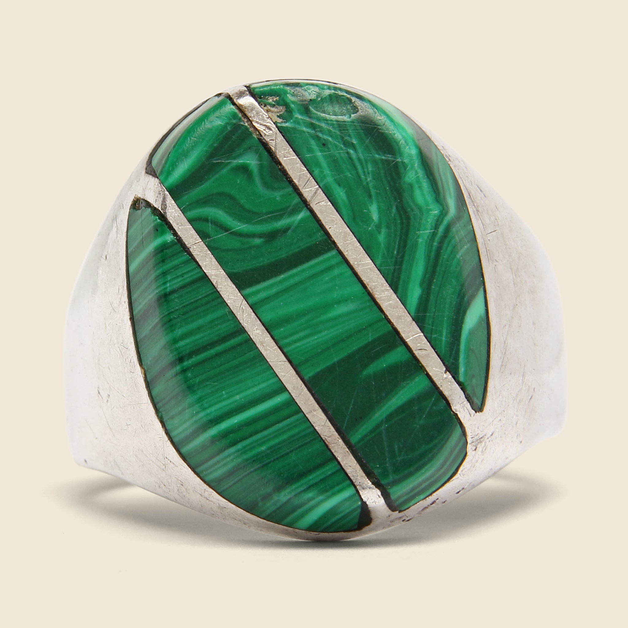 
                          Diagonal Malachite Ring - Sterling Silver - Vintage - STAG Provisions - One &amp; Done - Accessories &amp; Jewelry
                        