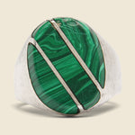 Diagonal Malachite Ring - Sterling Silver - Vintage - STAG Provisions - One & Done - Accessories & Jewelry