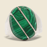 Diagonal Malachite Ring - Sterling Silver - Vintage - STAG Provisions - One & Done - Accessories & Jewelry