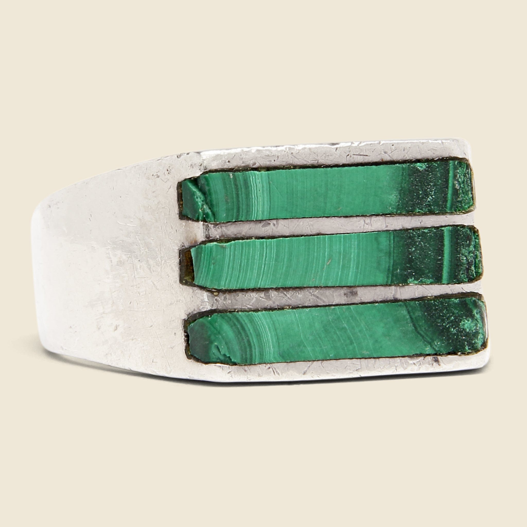 Stacked Malachite Stone Ring - Sterling Silver - Vintage - STAG Provisions - One & Done - Accessories & Jewelry