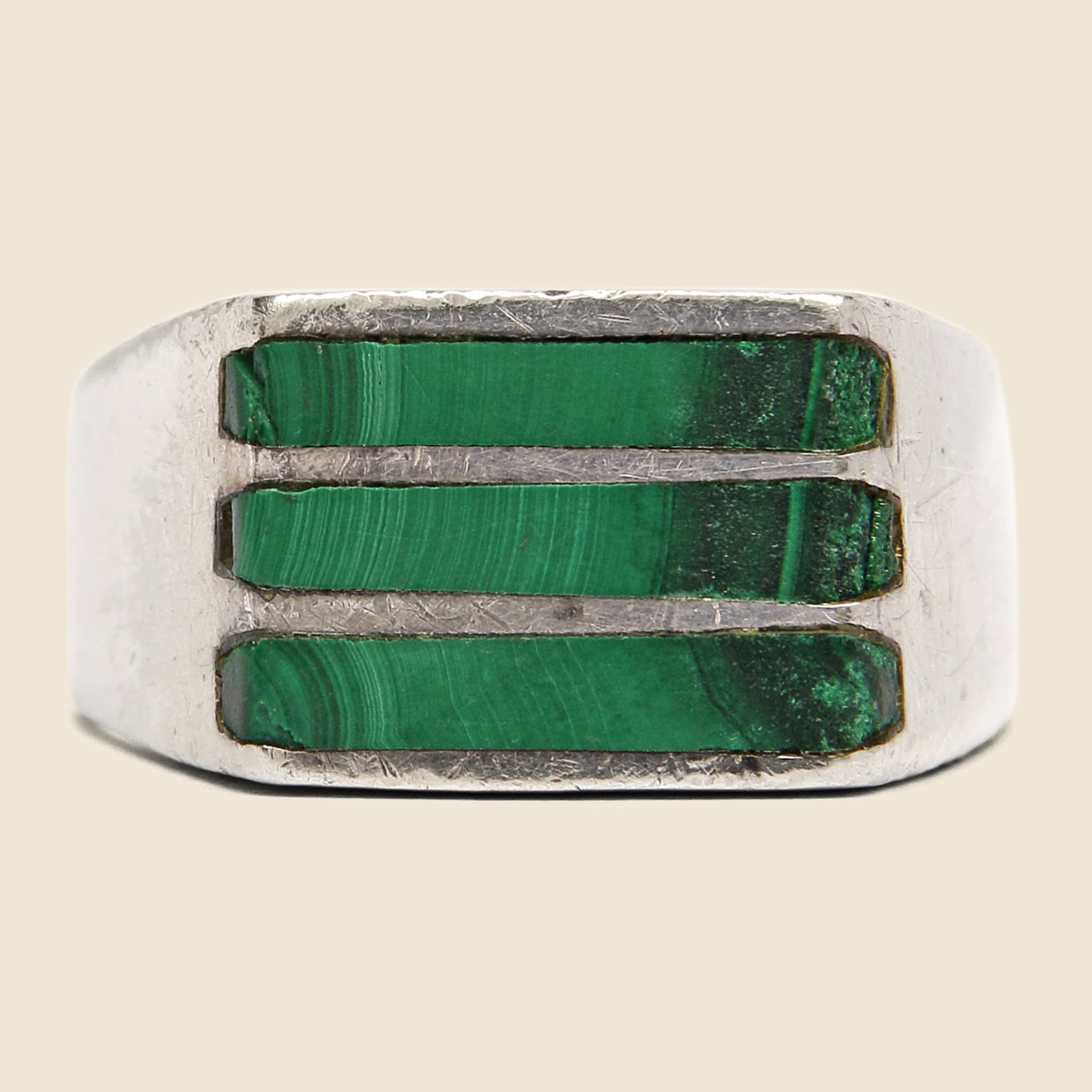 
                          Stacked Malachite Stone Ring - Sterling Silver - Vintage - STAG Provisions - One &amp; Done - Accessories &amp; Jewelry
                        