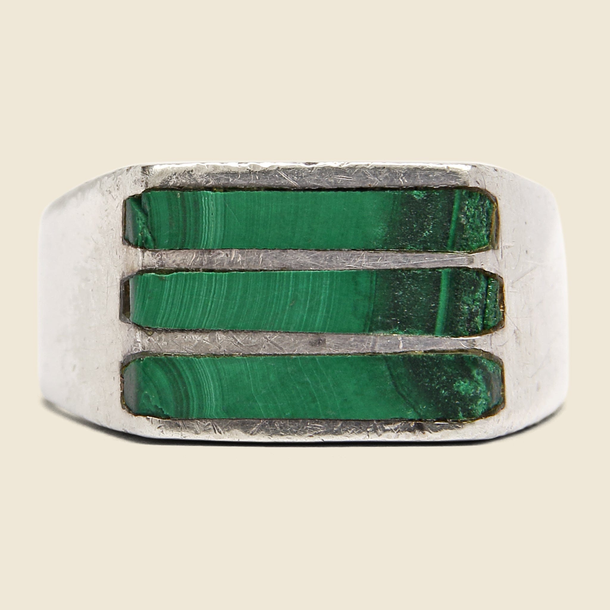 Stacked Malachite Stone Ring - Sterling Silver - Vintage - STAG Provisions - One & Done - Accessories & Jewelry