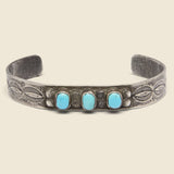 Stamped Turquoise Cuff - Sterling Silver - Vintage - STAG Provisions - One & Done - Accessories & Jewelry