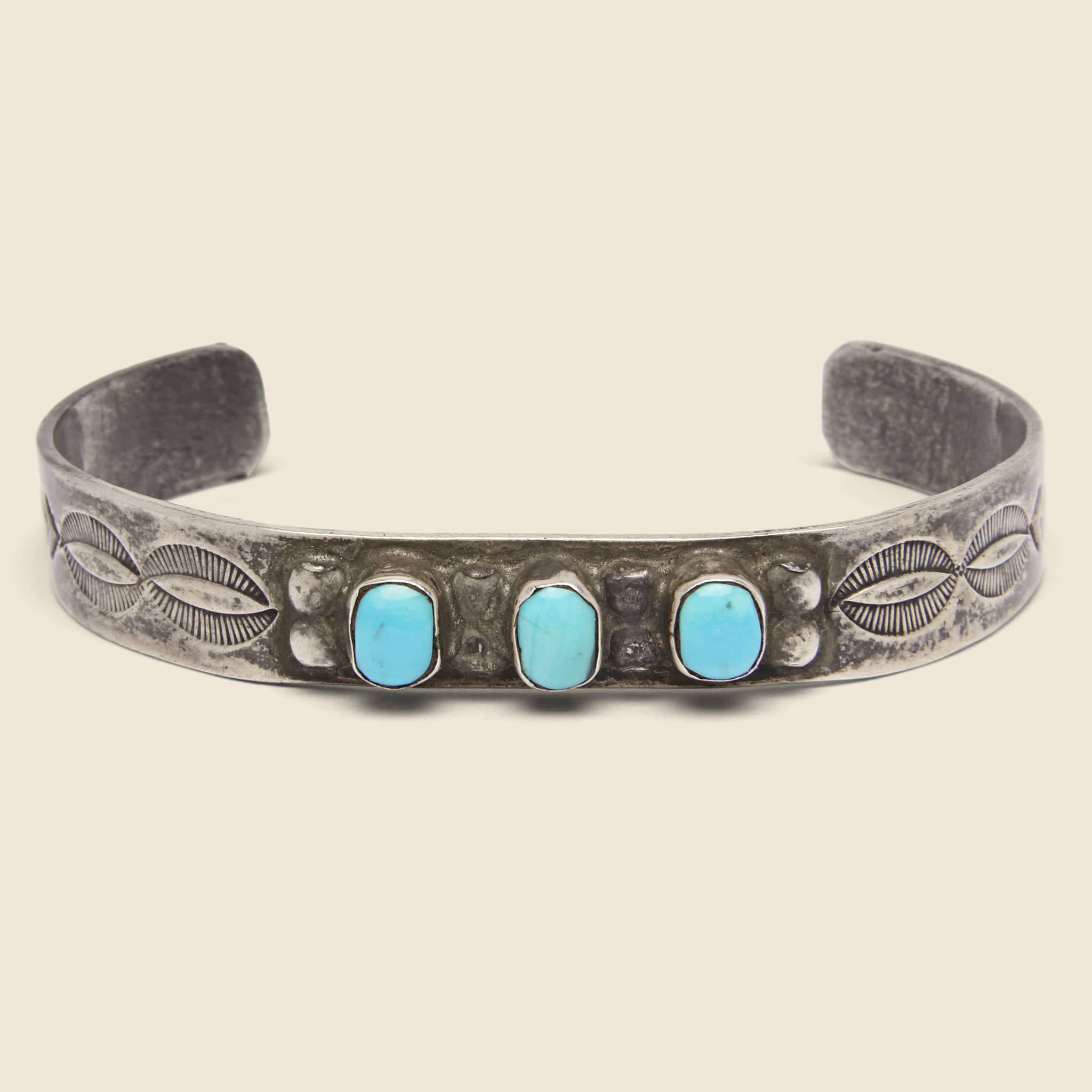 Stamped Turquoise Cuff - Sterling Silver - Vintage - STAG Provisions - One & Done - Accessories & Jewelry