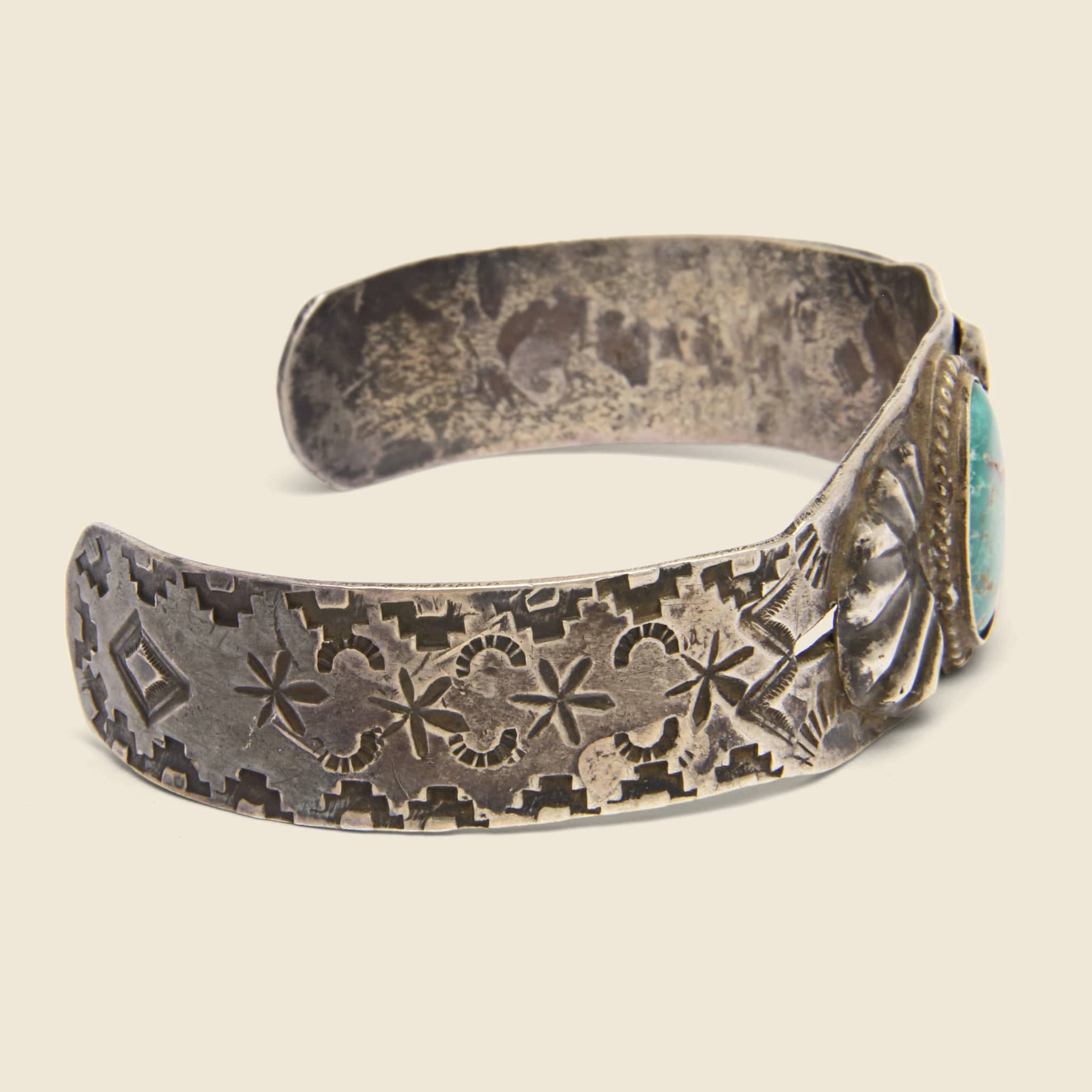 
                          Stamped Sunburst Turquoise Cuff - Sterling Silver - Vintage - STAG Provisions - One &amp; Done - Accessories &amp; Jewelry
                        