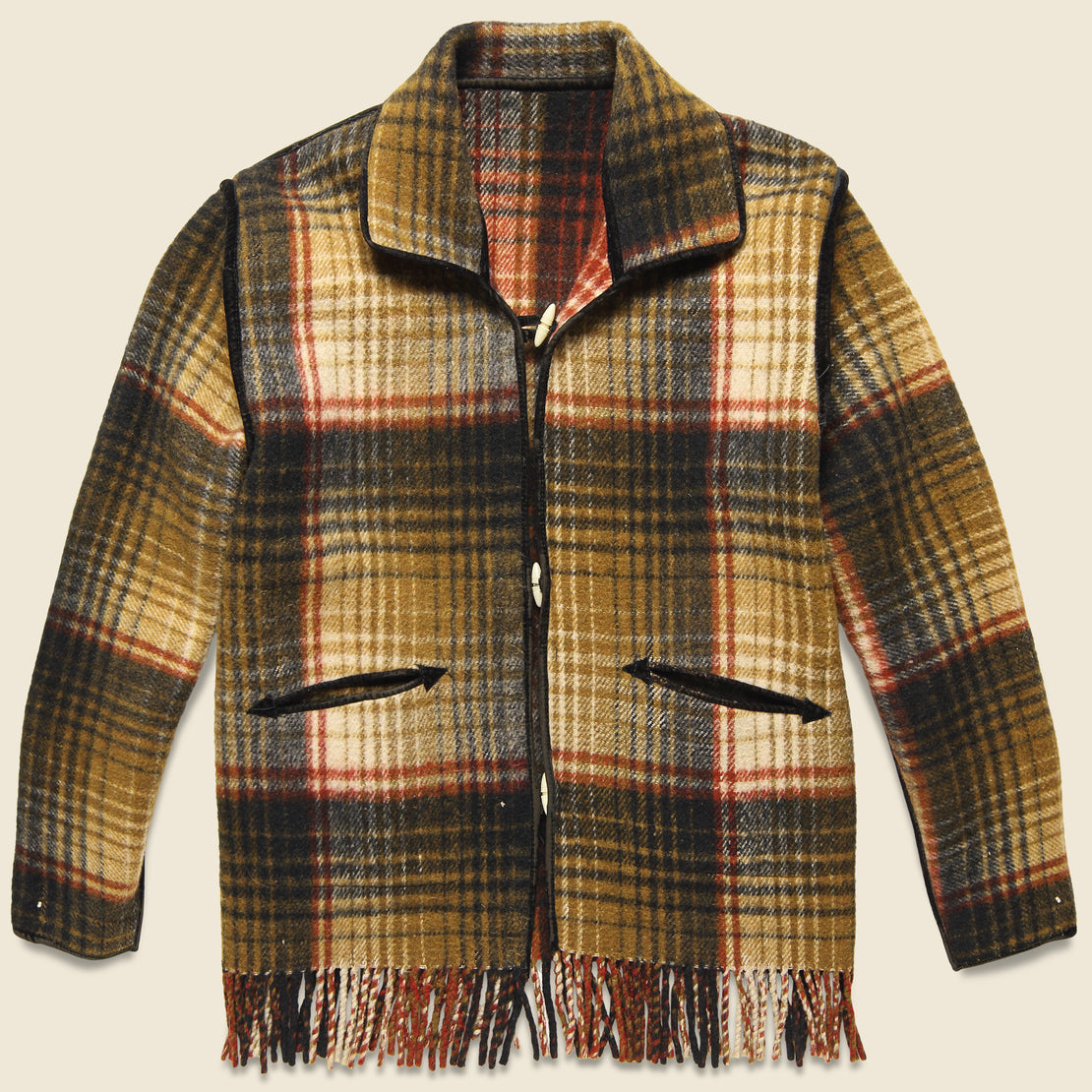 Reversible Plaid Jacket - Brown/Red/Mustard/Black - Vintage - STAG Provisions - One & Done - Apparel