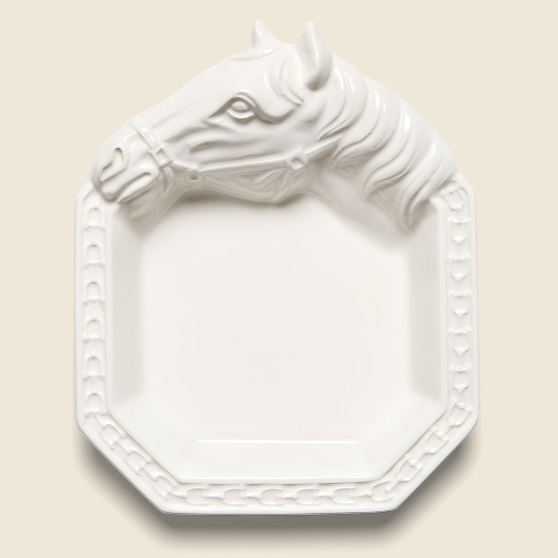 Vintage Porcelain Horse Catch All - White