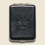 Black Leather Pot Leaf Joint Case - Vintage - STAG Provisions - One & Done - Barware & Smoking
