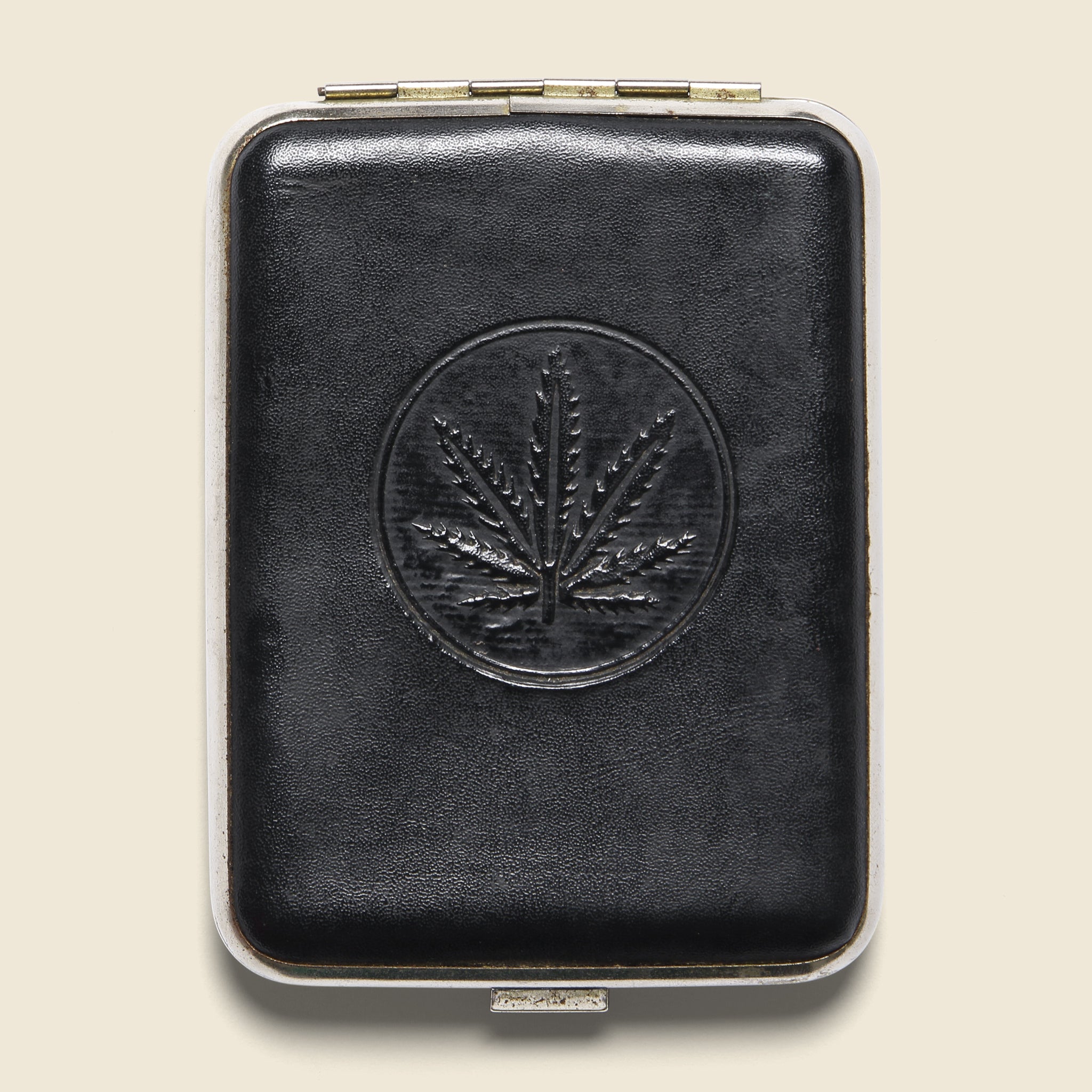 Black Leather Pot Leaf Joint Case - Vintage - STAG Provisions - One & Done - Barware & Smoking