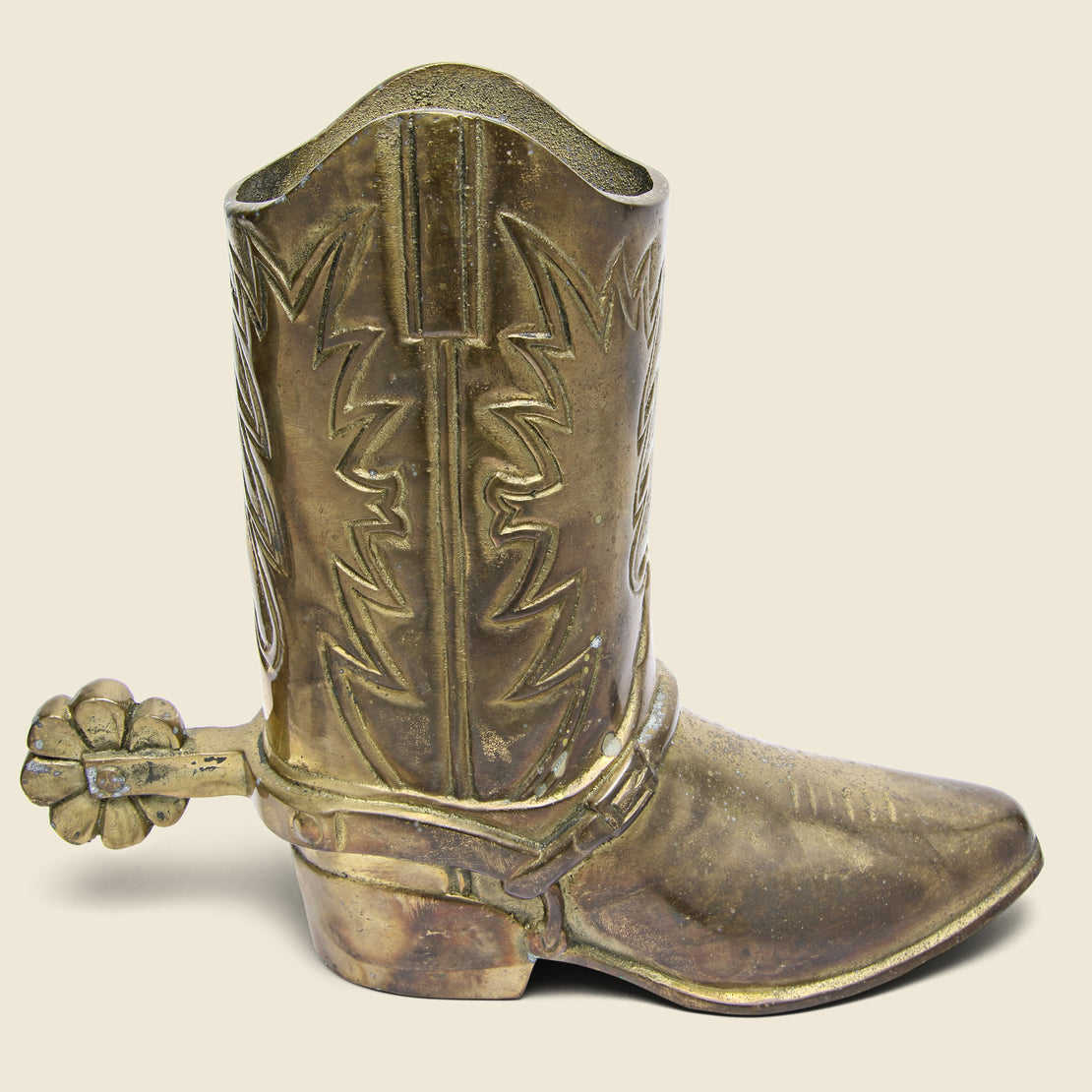 Vintage Brass Boot With Spur - Left