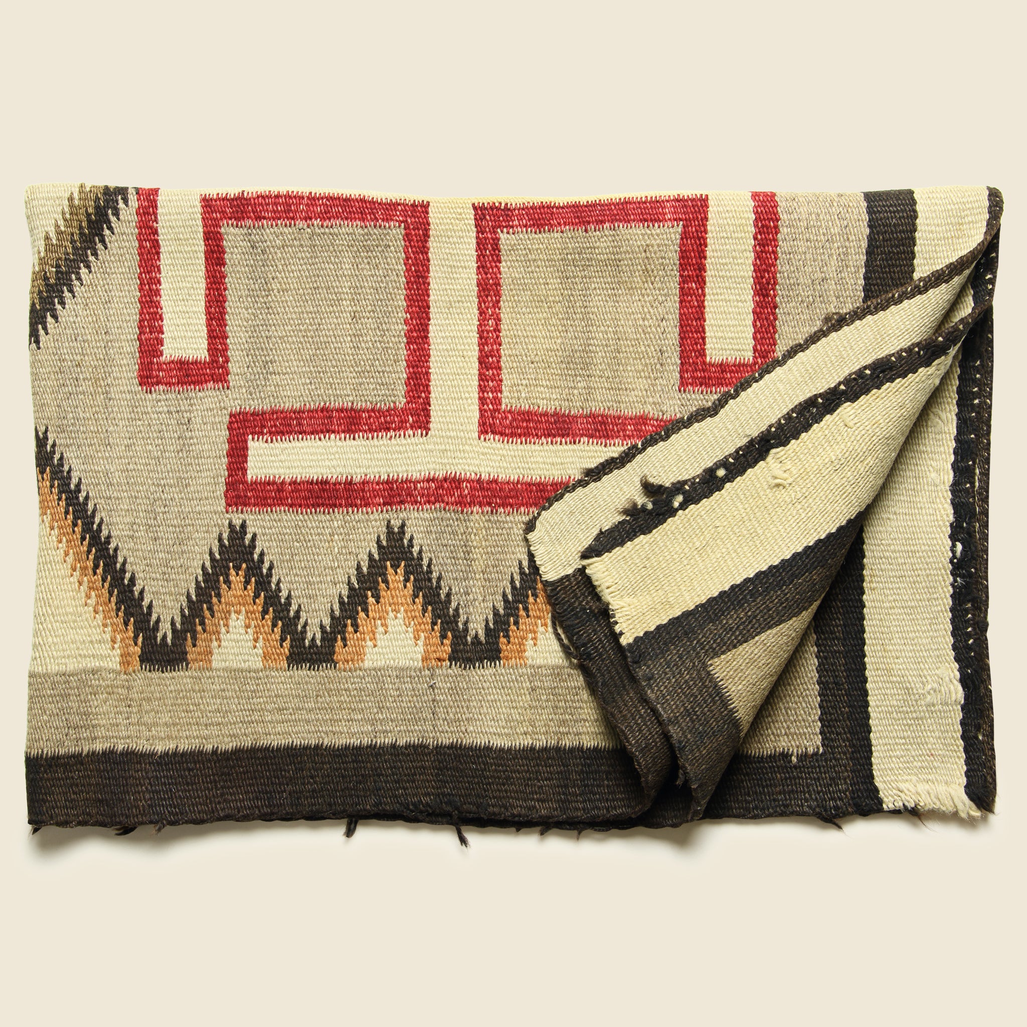 
                          Large Woven Rug - Brown/Black/Red/Cream - Vintage - STAG Provisions - One &amp; Done - Blankets &amp; Textiles
                        