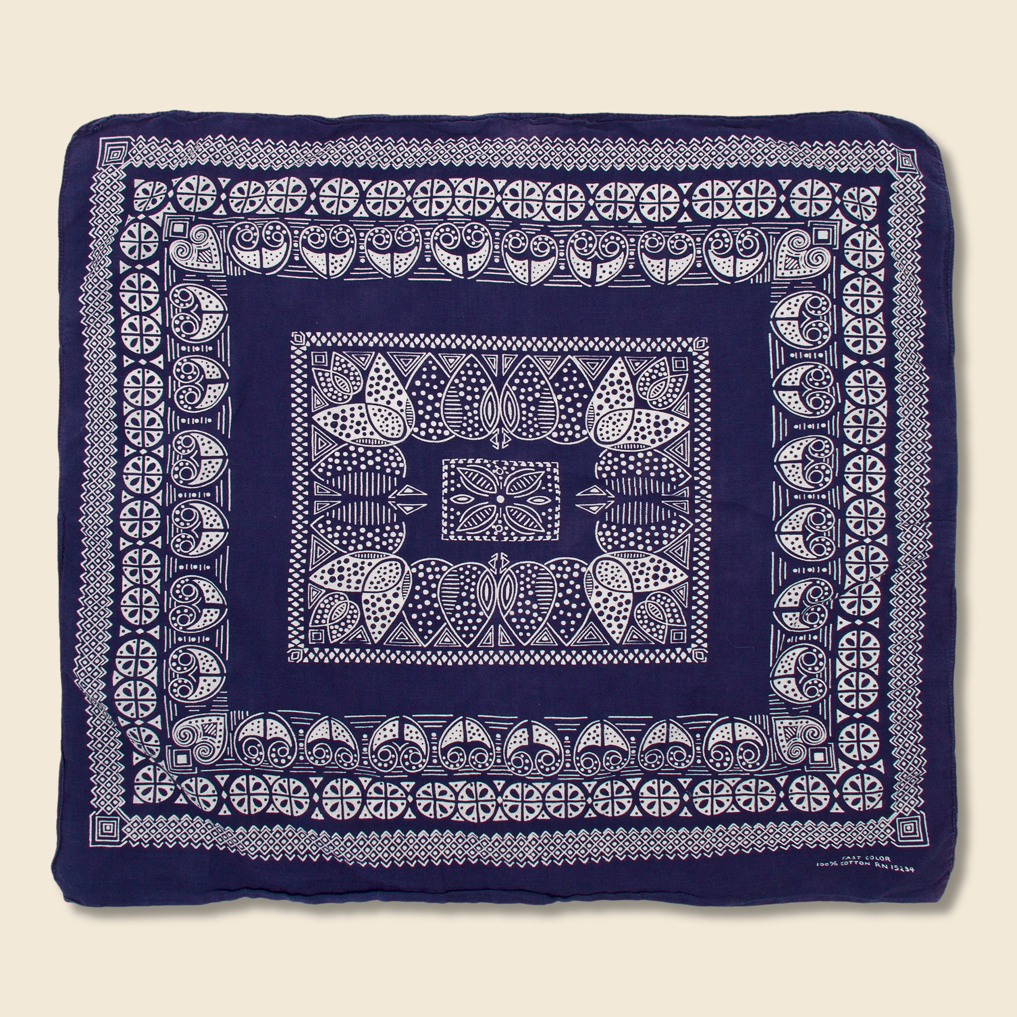 Fast Color Bandana - Indigo & White Pattern - Vintage - STAG Provisions - One & Done - Accessories & Jewelry