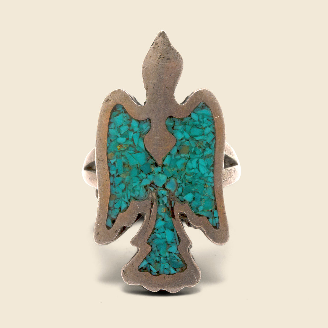 Thunderbird Ring with Composite Turquoise - Sterling Silver - Vintage - STAG Provisions - W - One & Done - Accessories & Jewelry