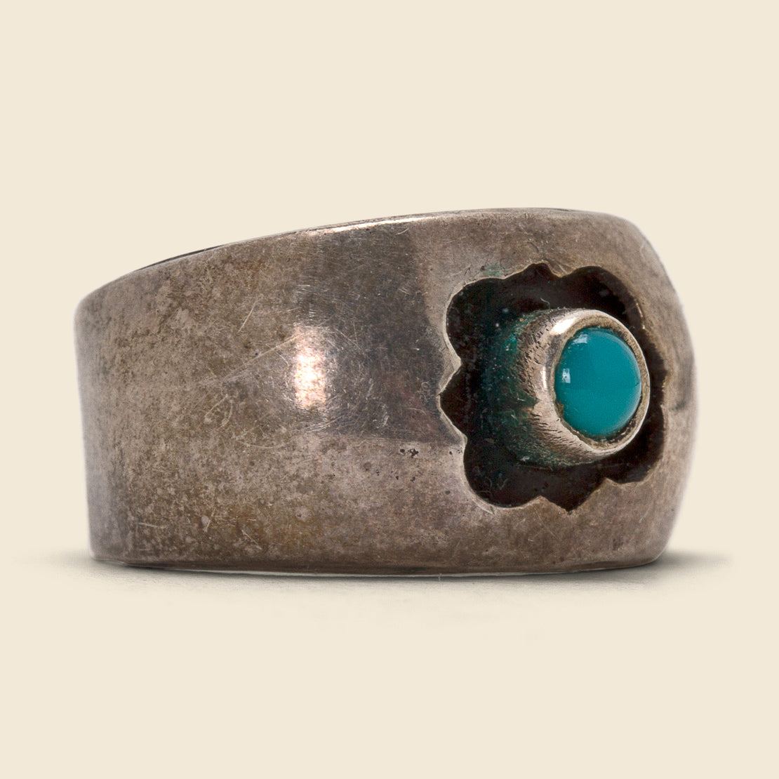 Vintage Band with Floating Turquoise - Sterling Silver