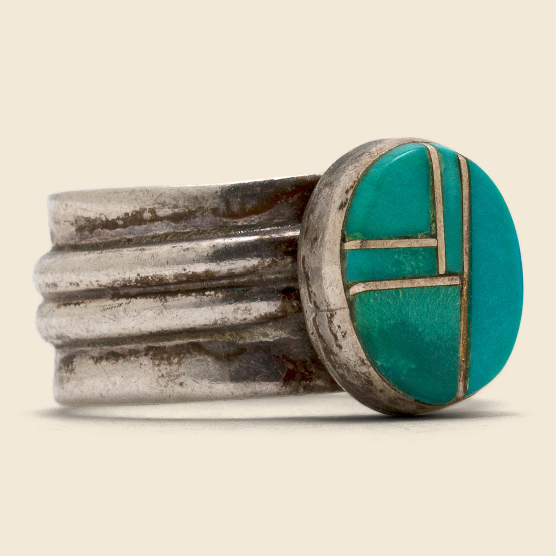 Vintage Five Panel Turquoise Ring - Sterling Silver