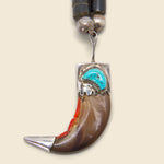 Beaded Bear Claw Necklace with Coral Inlay - Sterling Silver - Vintage - STAG Provisions - One & Done - Accessories & Jewelry