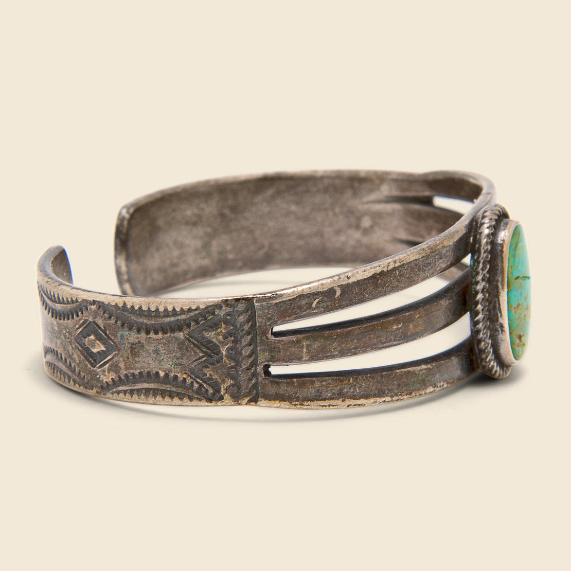 Single Stone Turquoise Cuff - Silver - Vintage - STAG Provisions - W - One & Done - Accessories & Jewelry